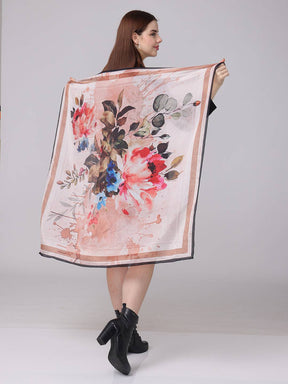 Floral Silk Scarf In Off White