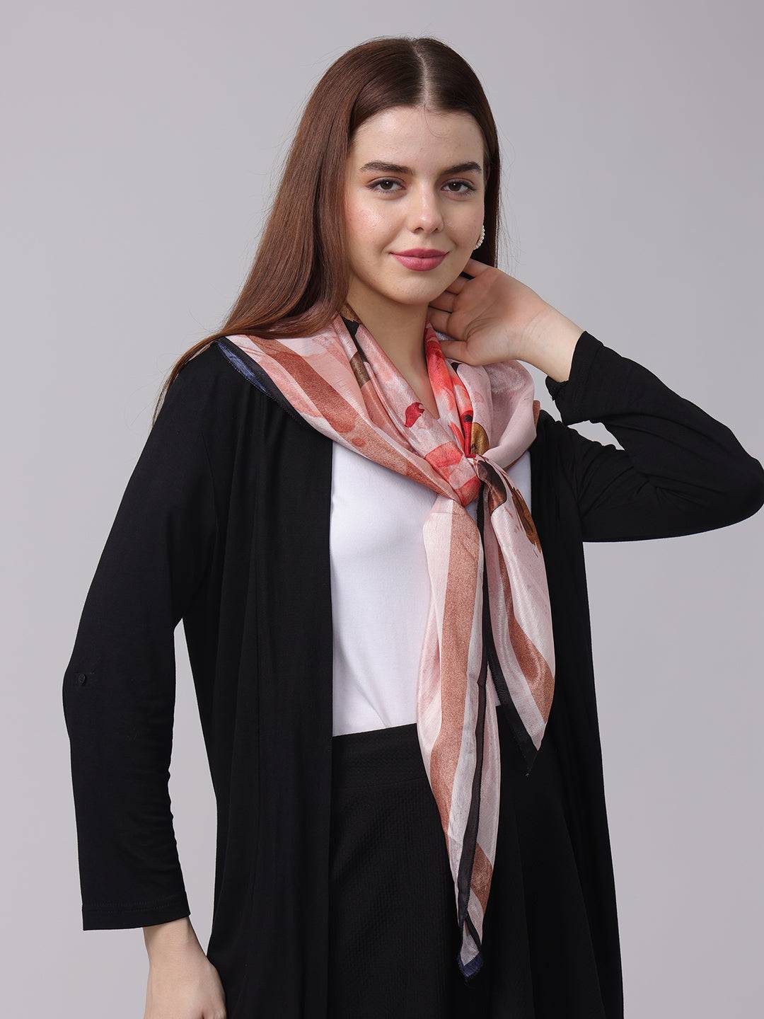 Floral Silk Scarf In Off White