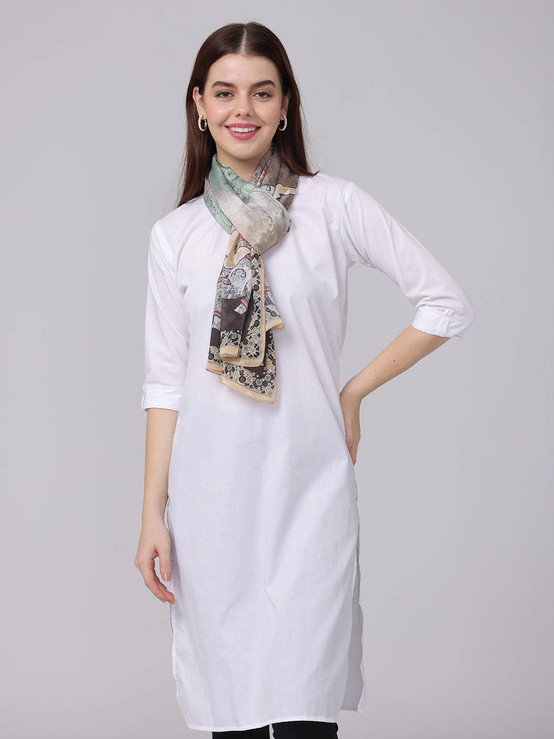 Pastel Silk Scarf With Floral Border