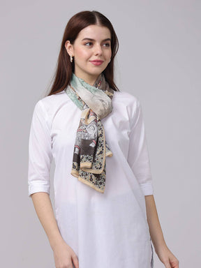 Pastel Silk Scarf With Floral Border