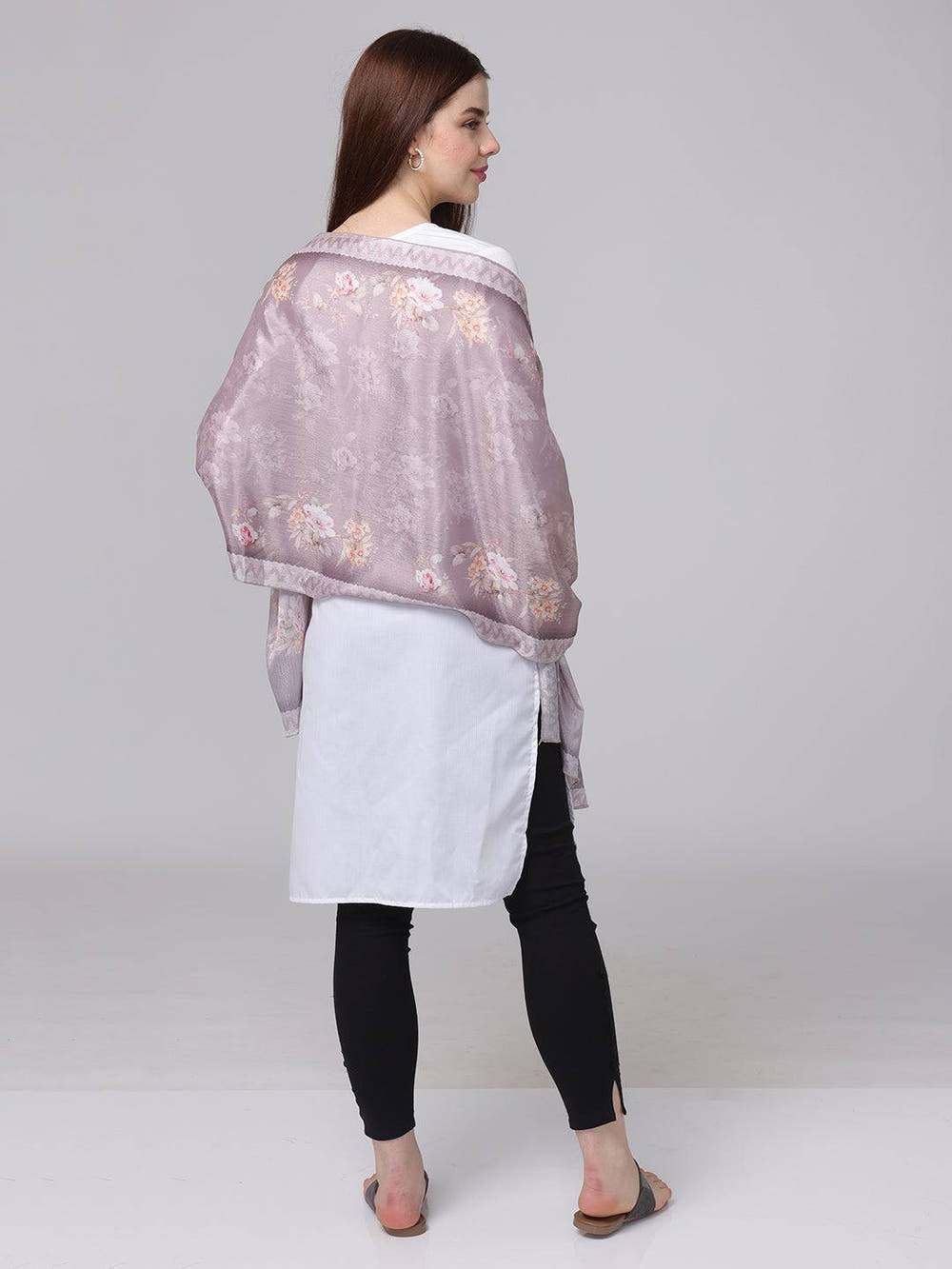 Dusty Lavender Floral Silk Scarf
