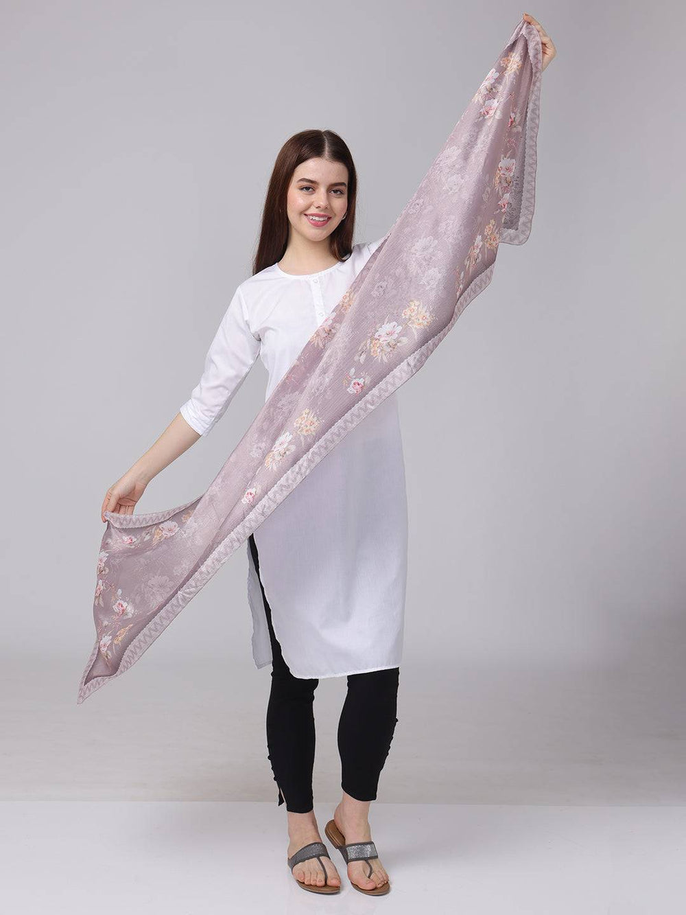Dusty Lavender Floral Silk Scarf