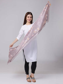 Dusty Lavender Floral Silk Scarf