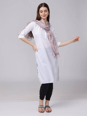 Dusty Lavender Floral Silk Scarf