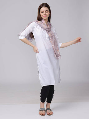Dusty Lavender Floral Silk Scarf