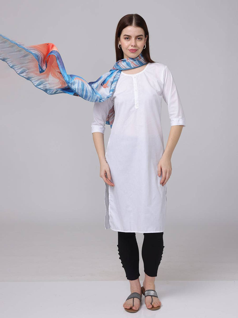 Flowing vibrant abstract patterned scarf in motion