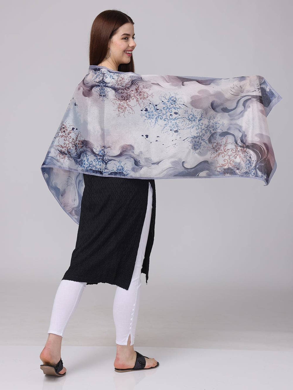Elegant Swirls And Floral Design Scarf