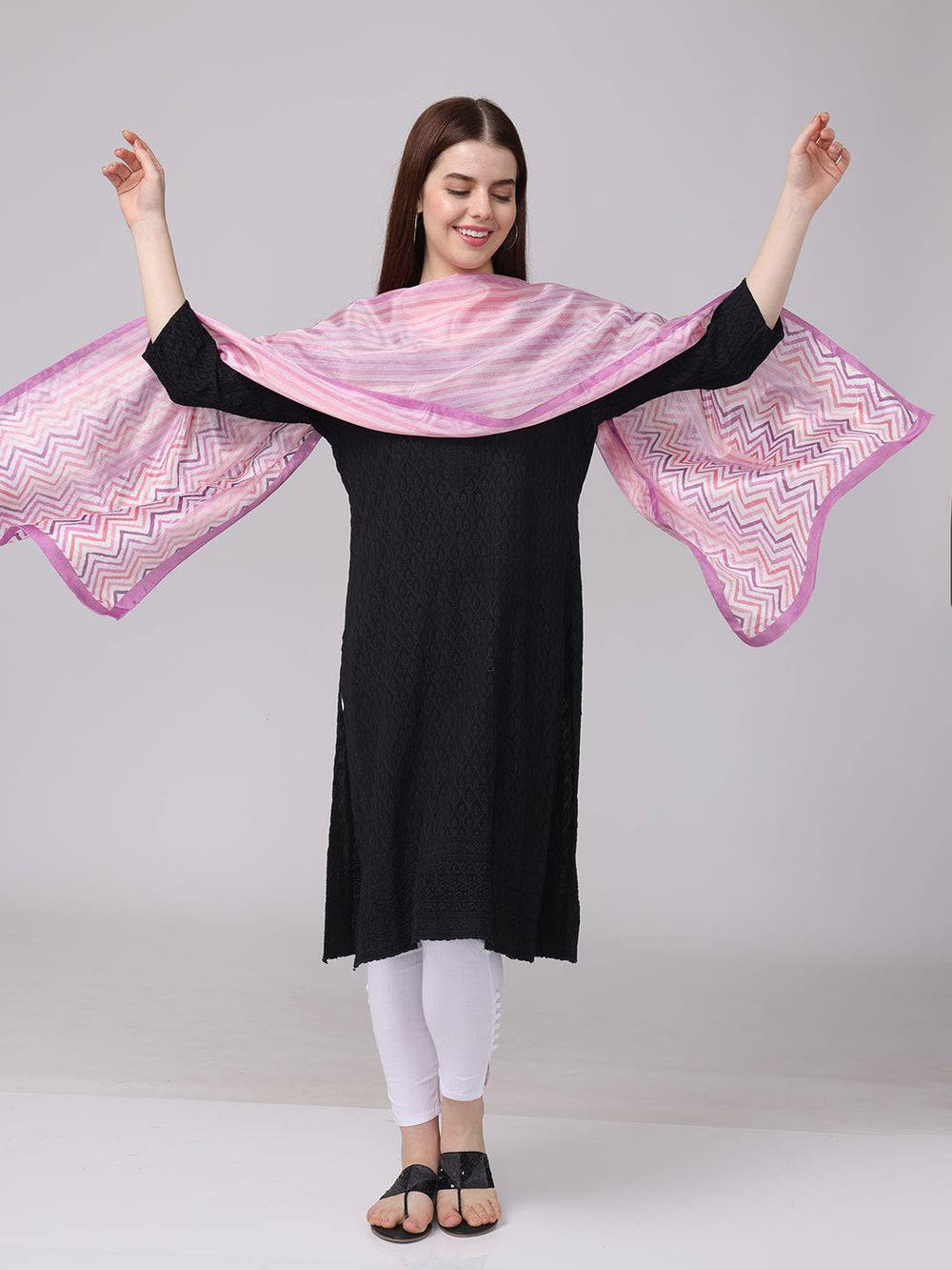 Vibrant Pink Chevron Stripes Scarf