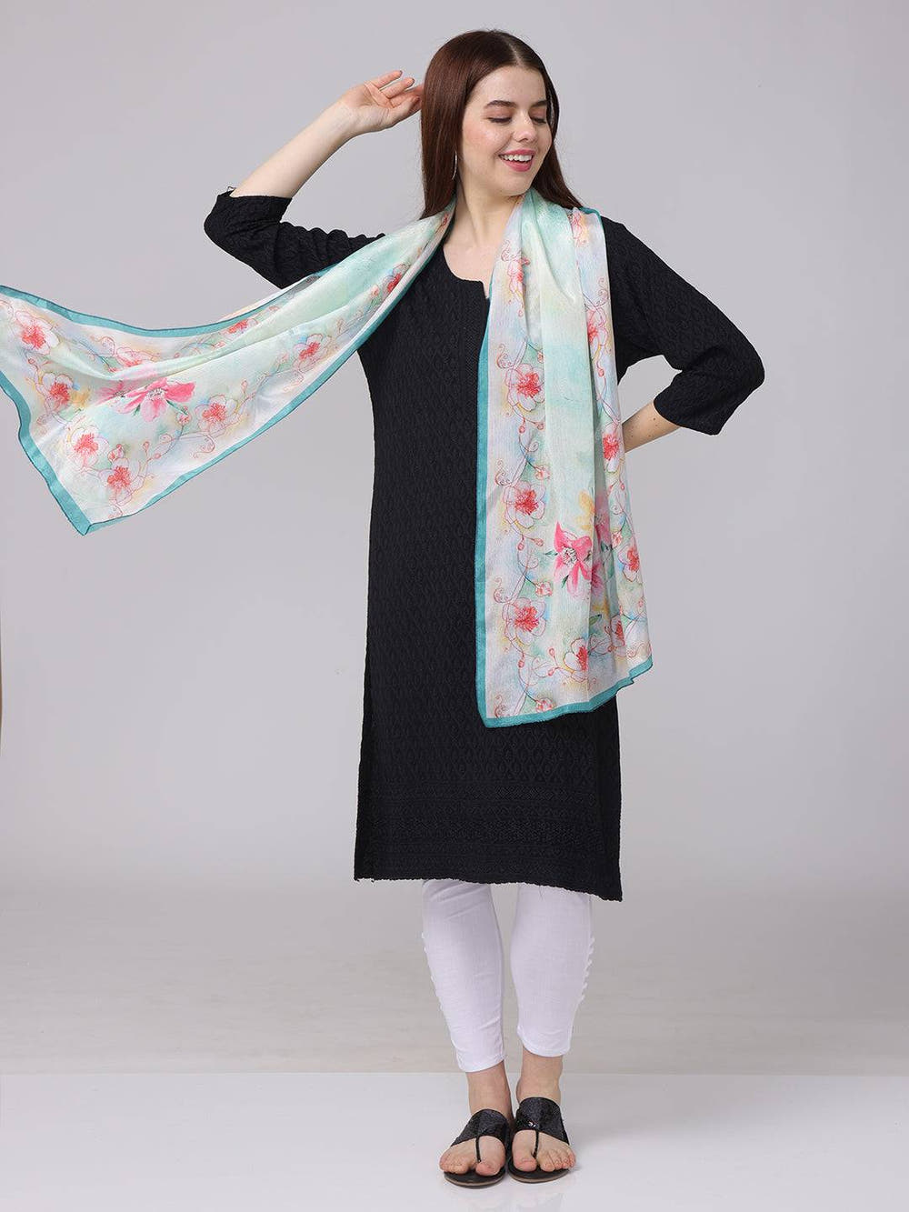 Elegant Floral Sheer Scarf
