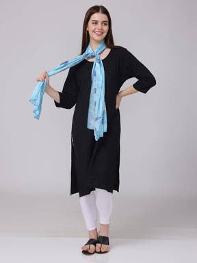 Serene Sky Blue Bird Print Scarf