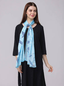 Serene Sky Blue Bird Print Scarf
