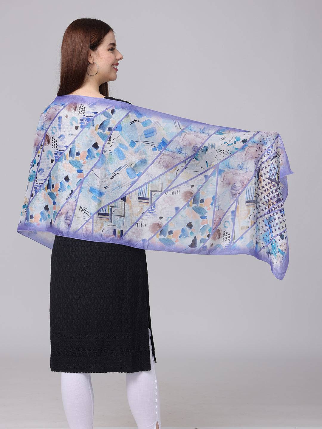 Cornflower Abstract Printed Scarf