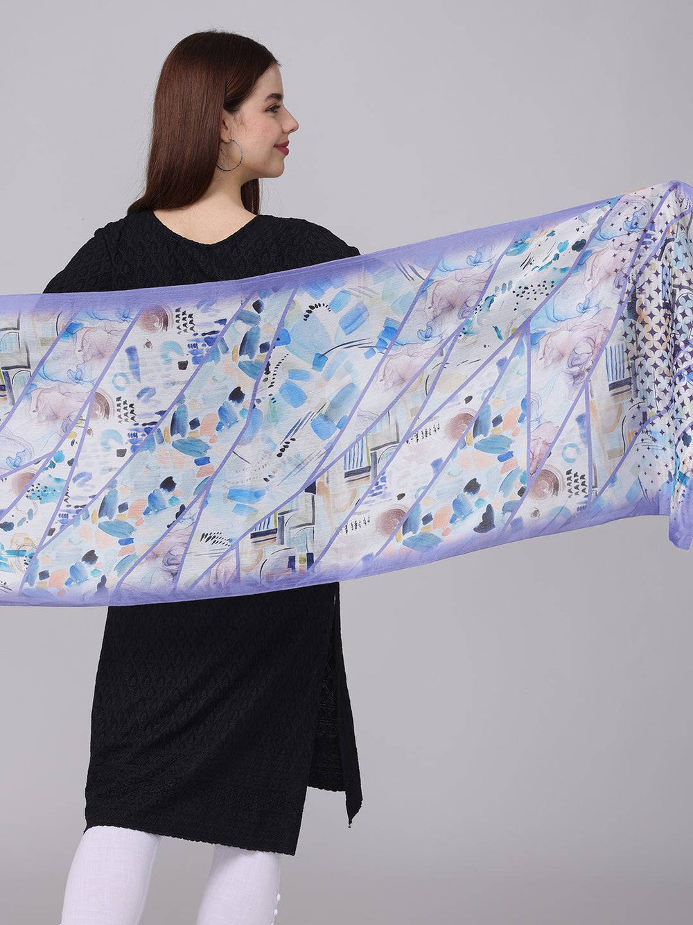 Cornflower Abstract Printed Scarf