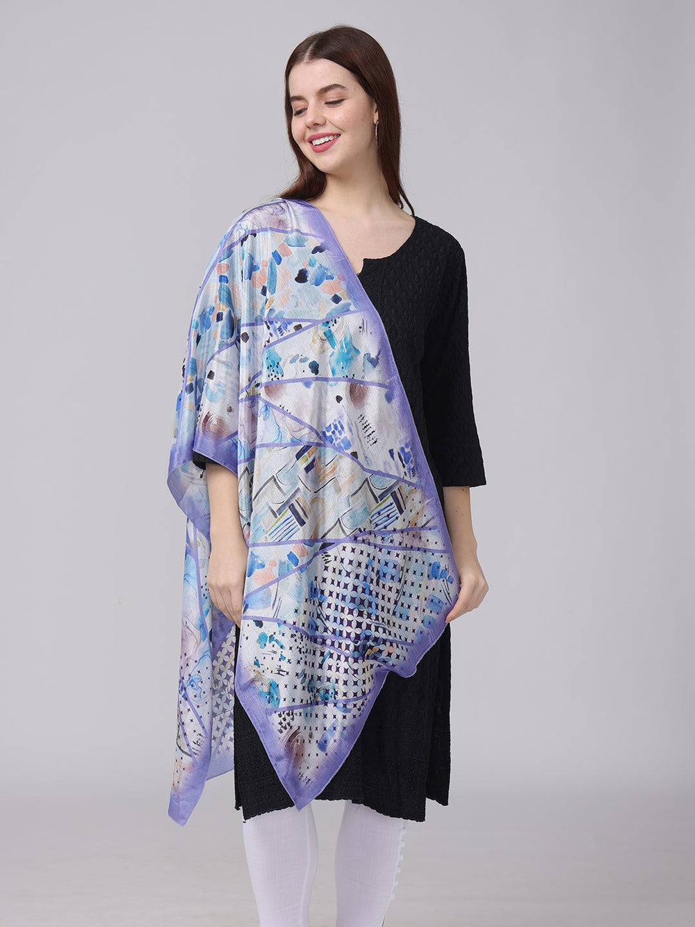 Cornflower Abstract Printed Scarf