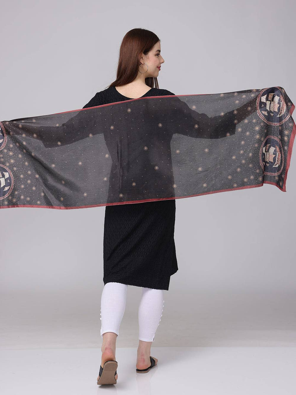 Black Circular Patterns Scarf