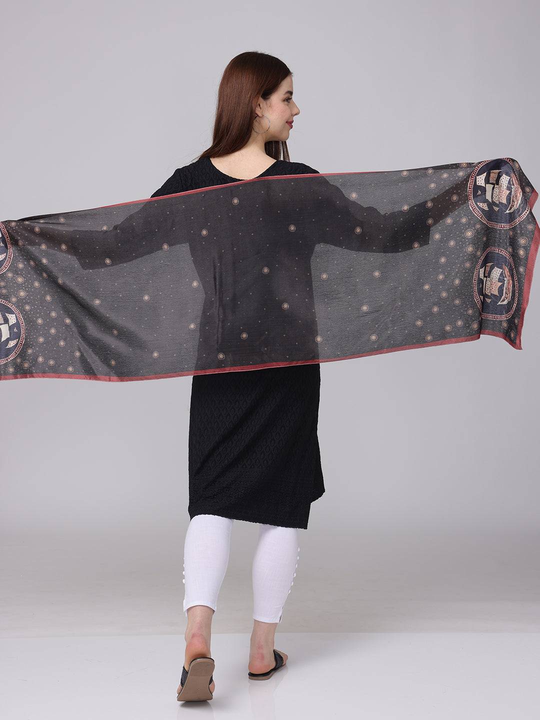 Black Circular Patterns Scarf