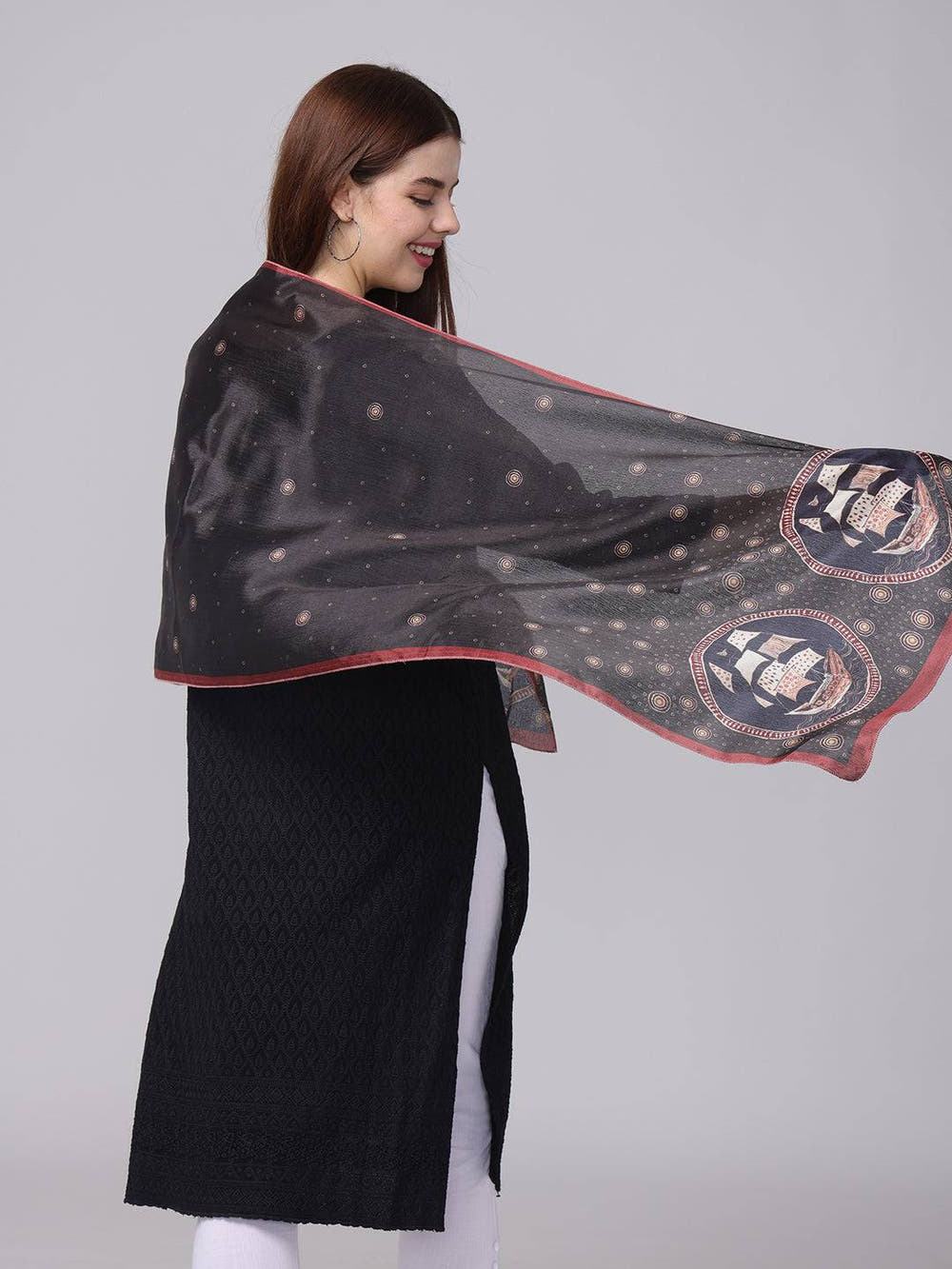 Black Circular Patterns Scarf