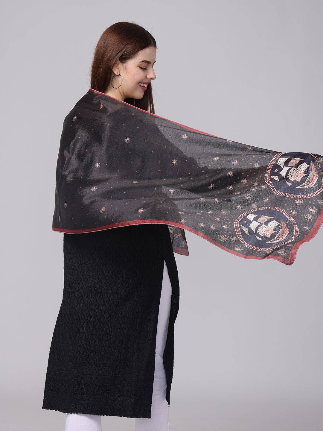 Black Circular Patterns Scarf