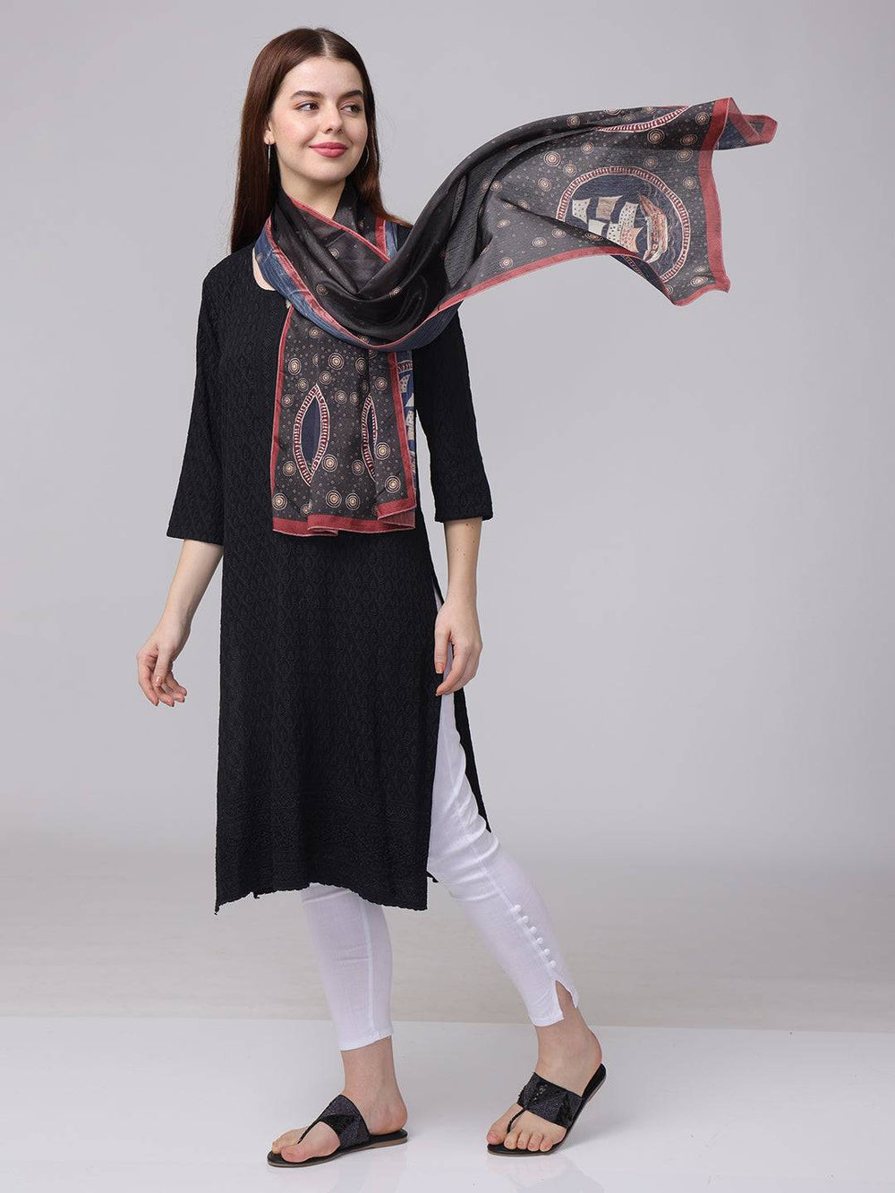 Black Circular Patterns Scarf