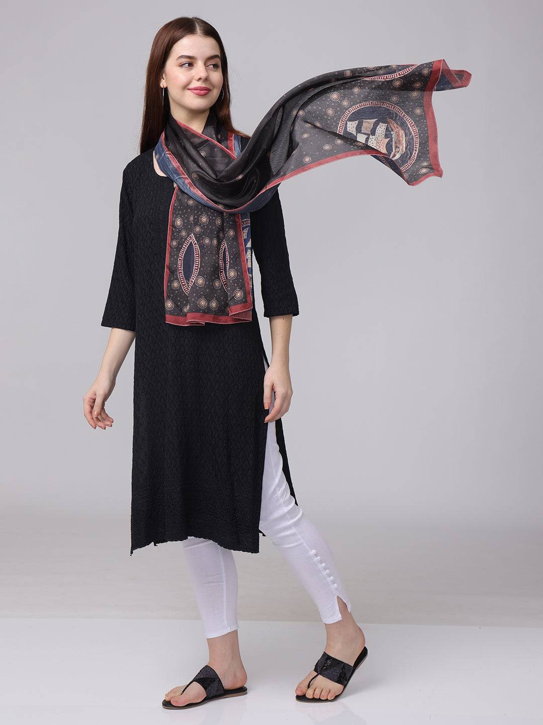 Black Circular Patterns Scarf