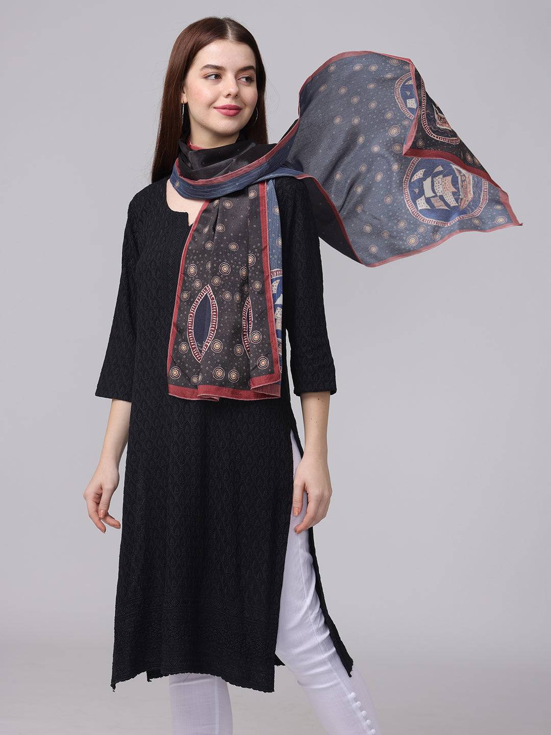 Black Circular Patterns Scarf