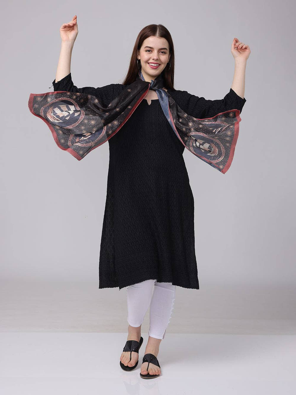 Black Circular Patterns Scarf