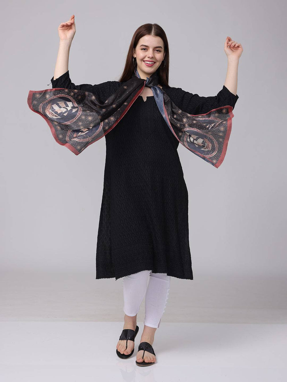 Black Circular Patterns Scarf