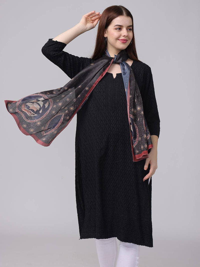 Black Circular Patterns Scarf