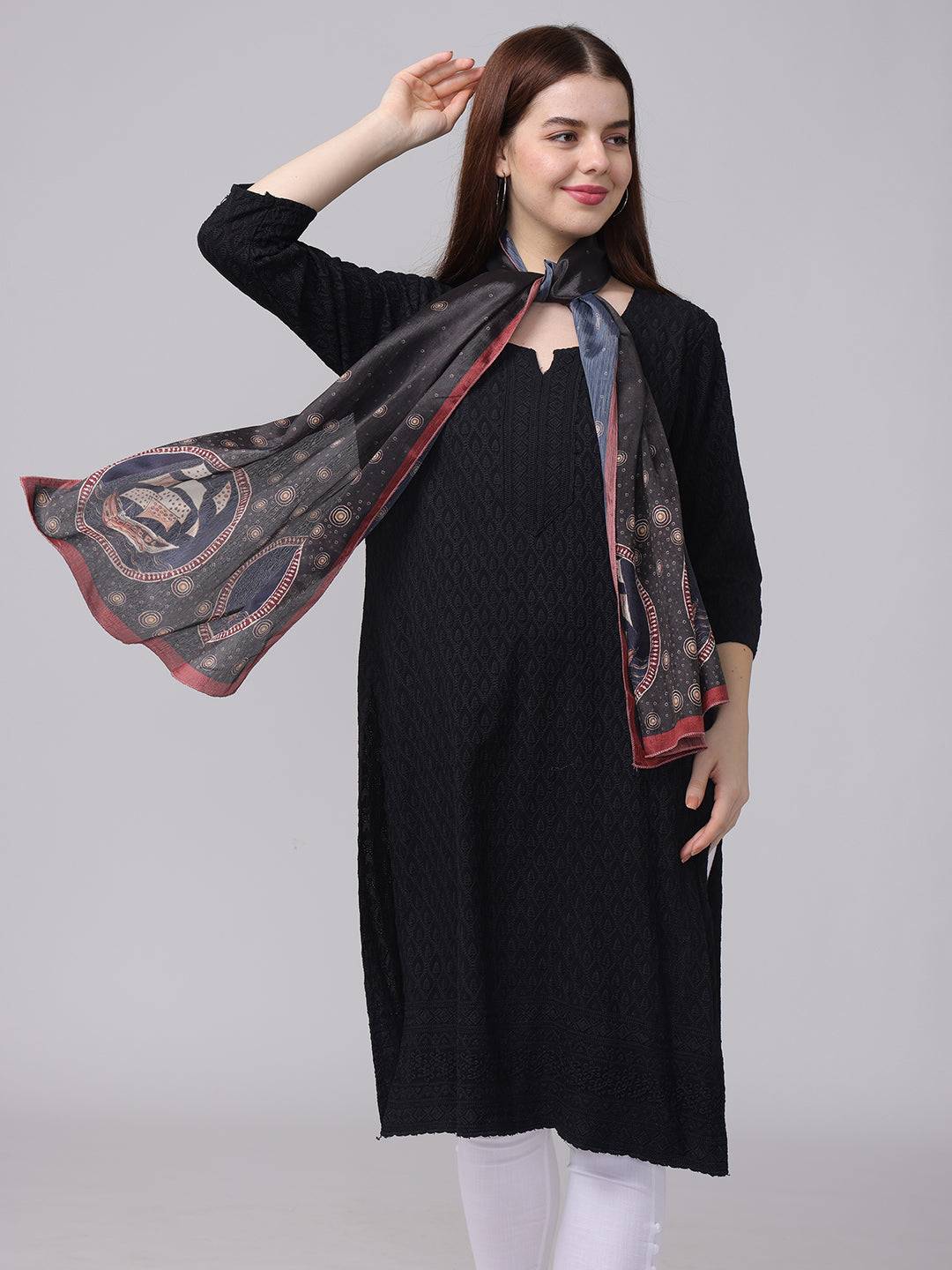 Black Circular Patterns Scarf