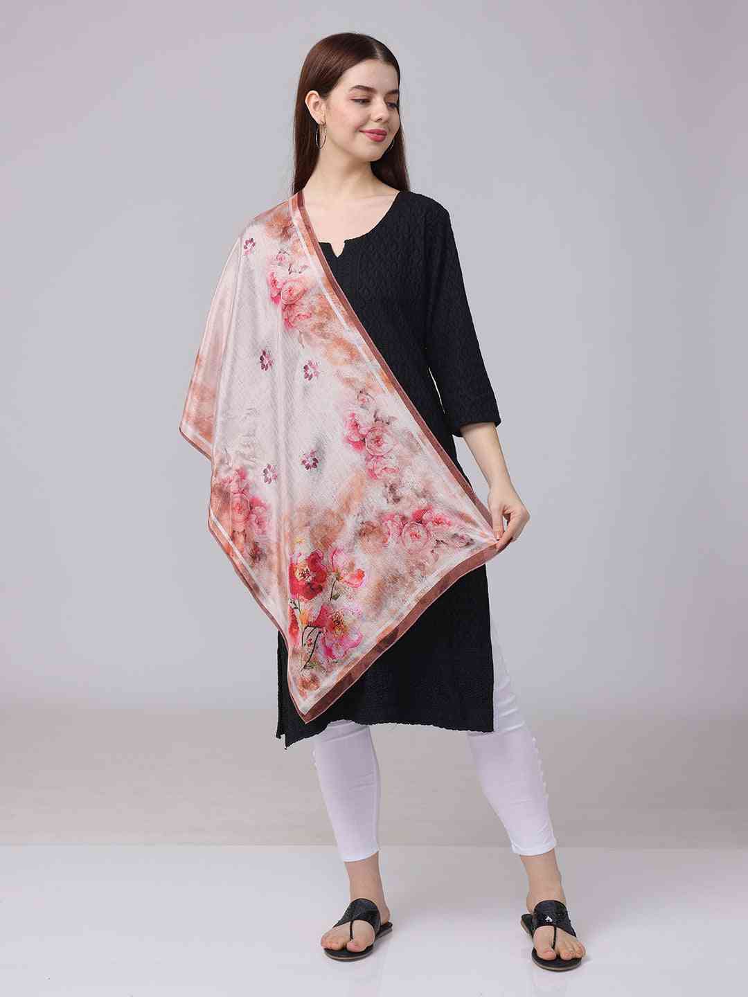Blush Pink Watercolor Floral Scarf
