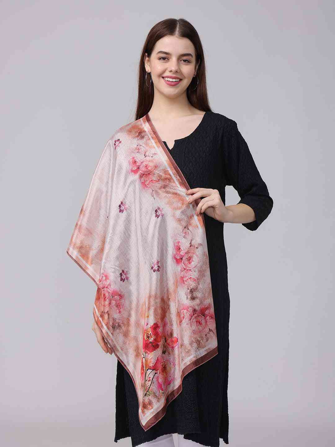 Blush Pink Watercolor Floral Scarf
