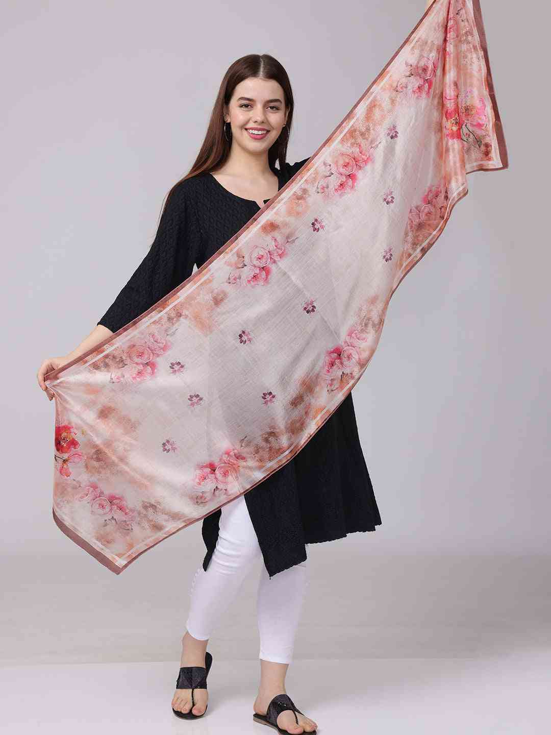 Blush Pink Watercolor Floral Scarf