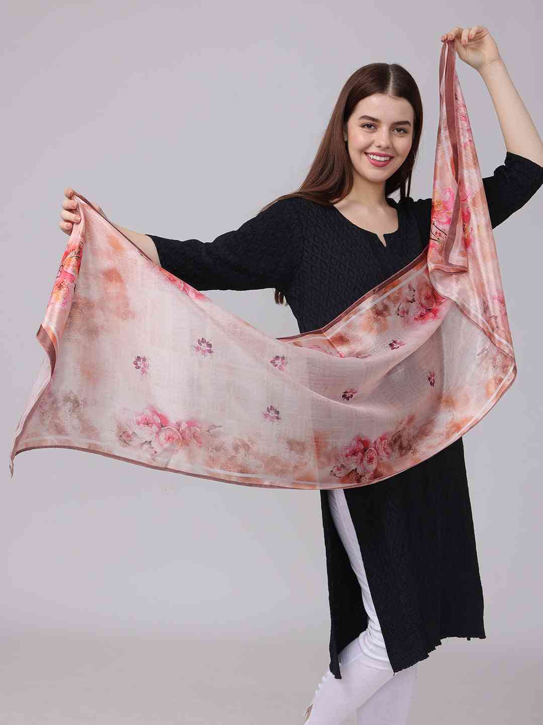 Blush Pink Watercolor Floral Scarf