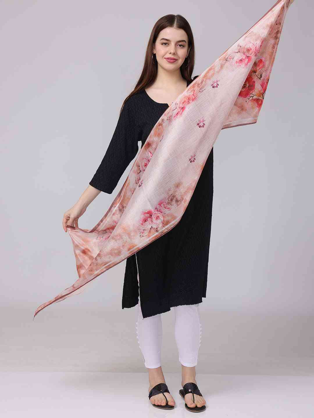 Blush Pink Watercolor Floral Scarf
