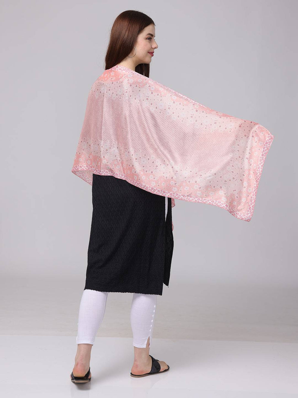 Soft Pink Floral Patterned Scarf