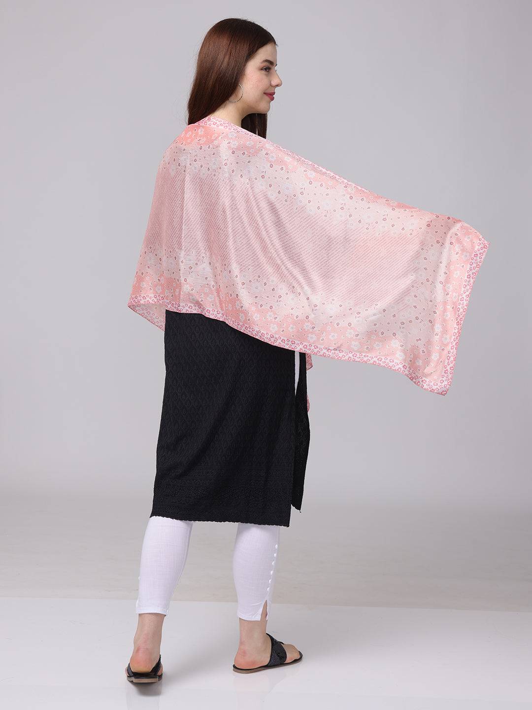 Soft Pink Floral Patterned Scarf