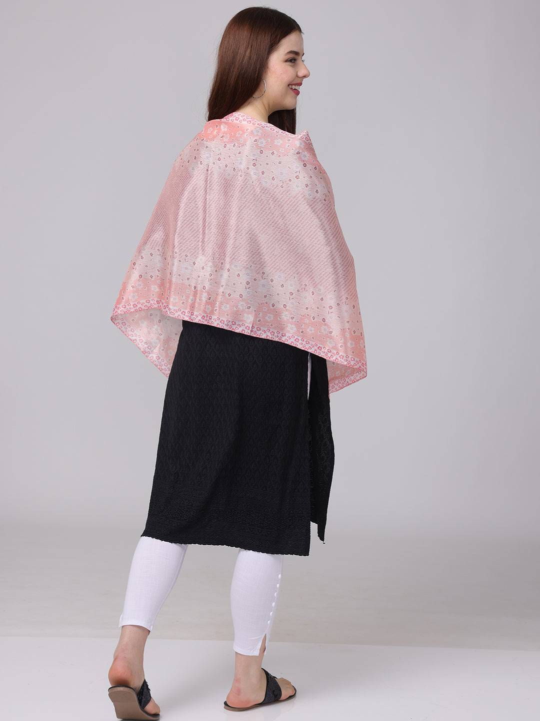 Soft Pink Floral Patterned Scarf