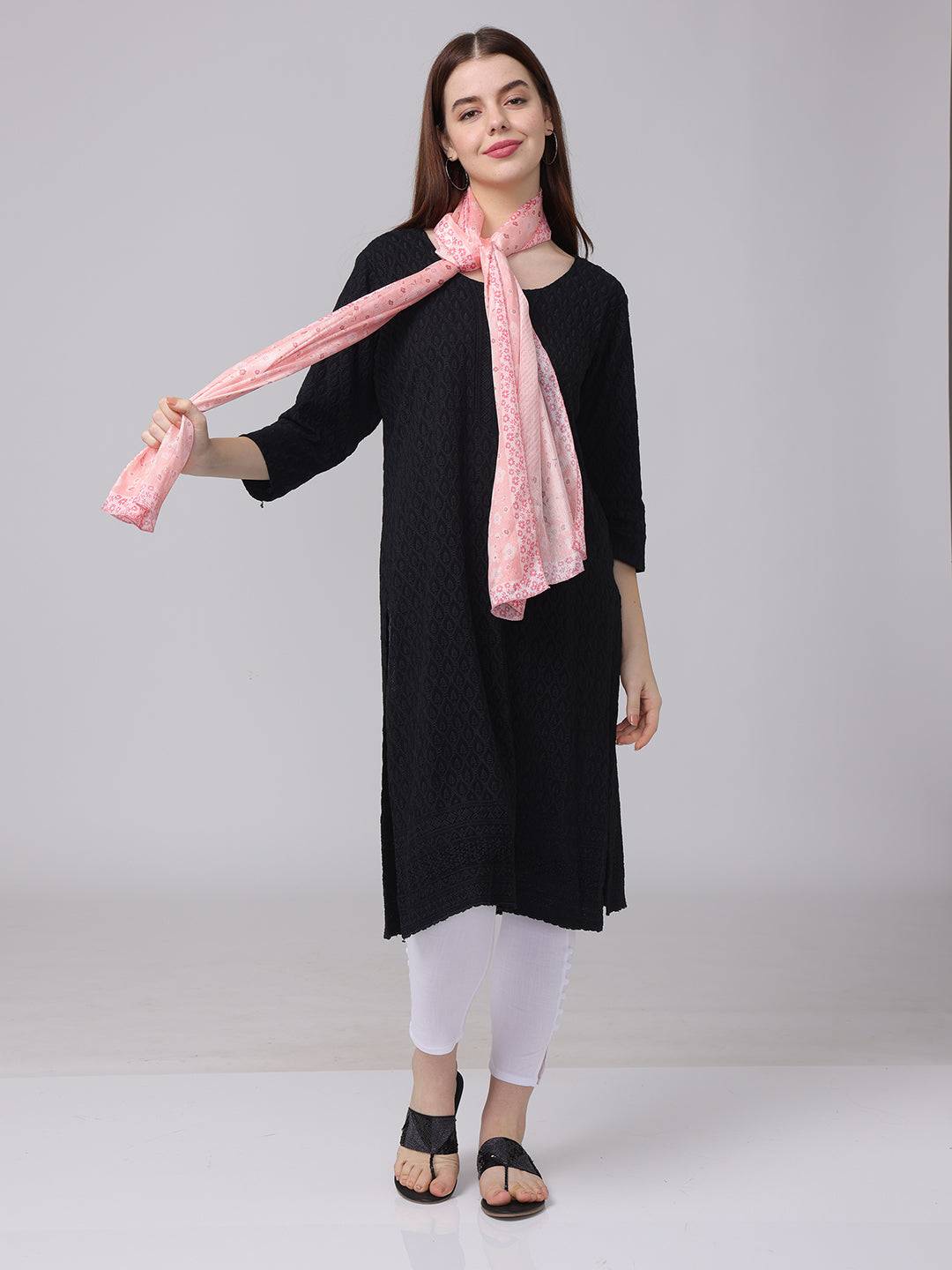 Soft Pink Floral Patterned Scarf