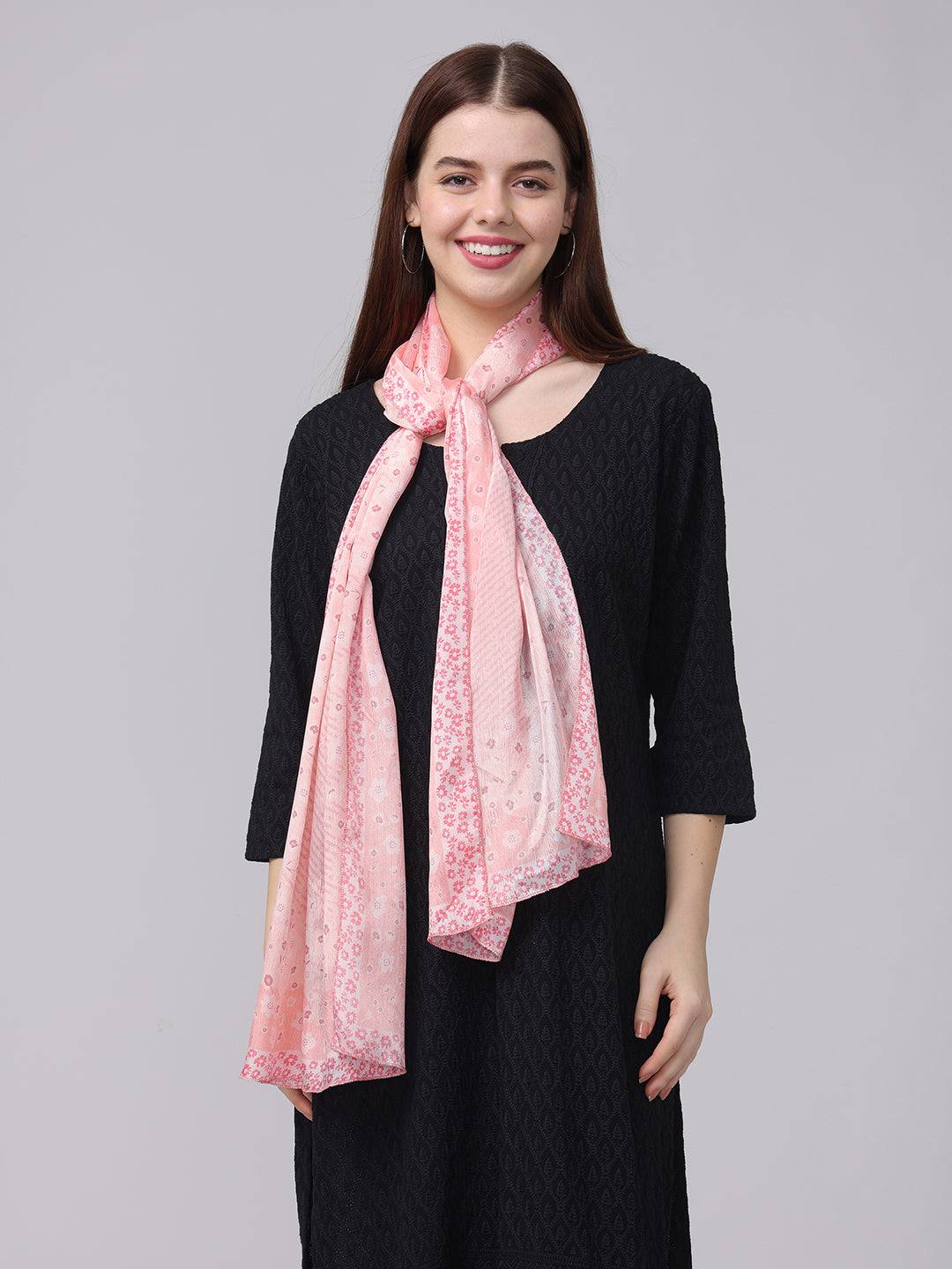 Soft Pink Floral Patterned Scarf