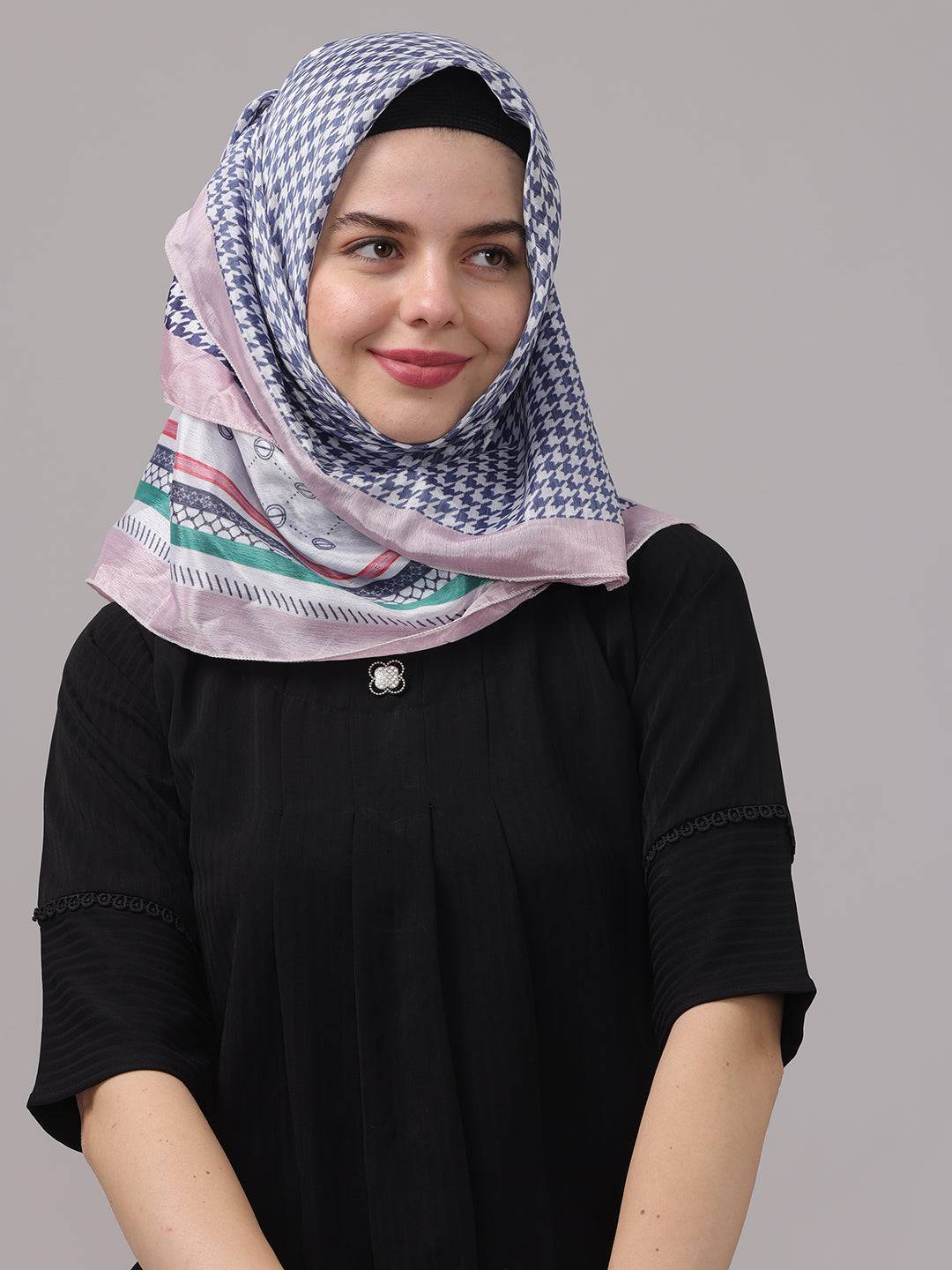 Blue Geometric Printed Scarf