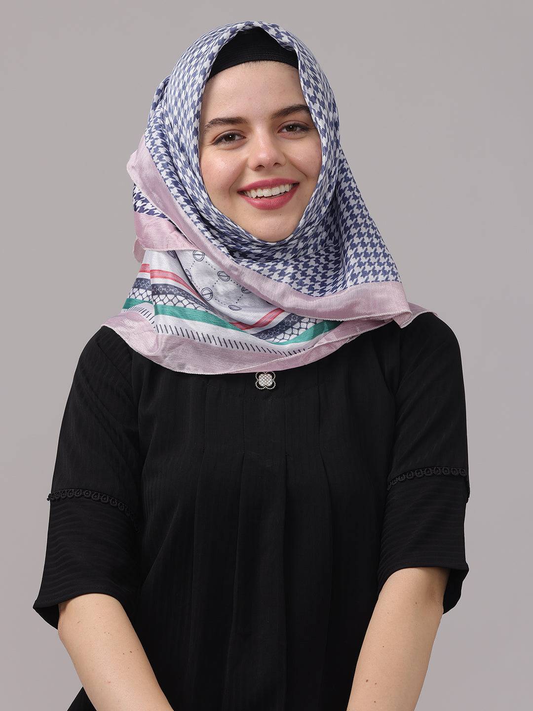 Blue Geometric Printed Scarf