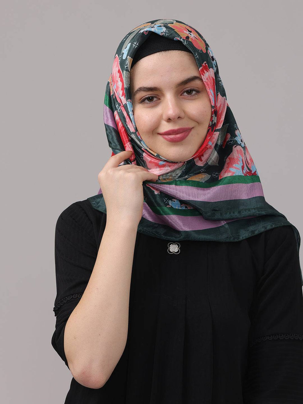 Vibrant Floral Silk Scarf