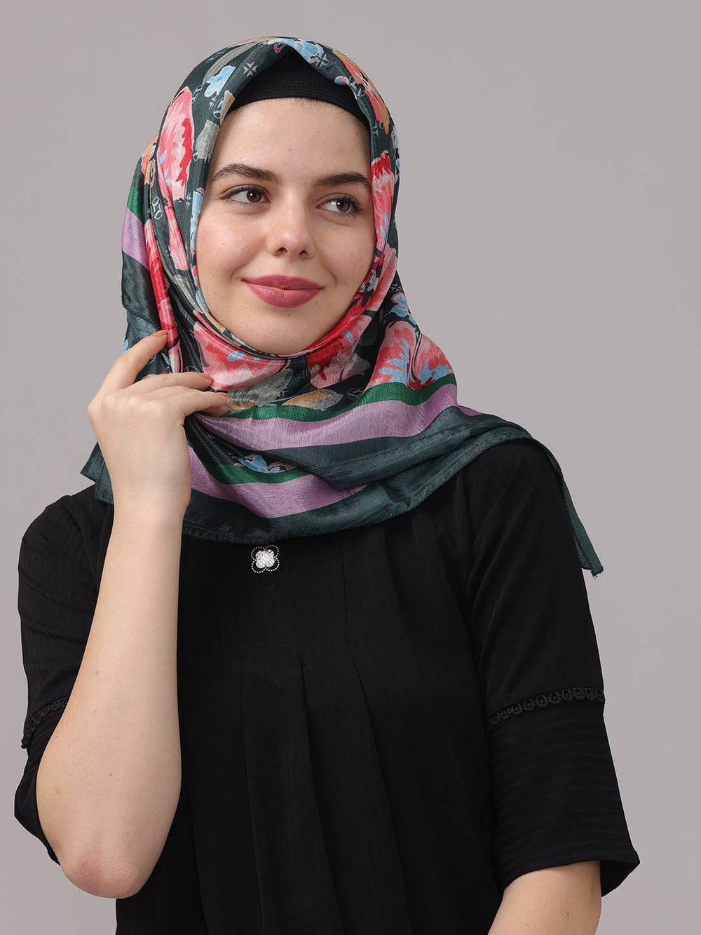Vibrant Floral Silk Scarf