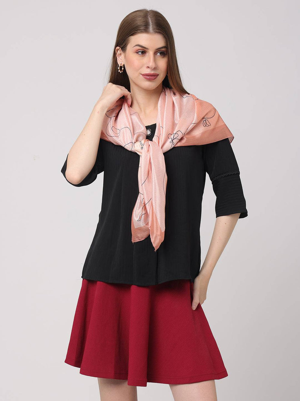 Floral Line Art Pastel Scarf