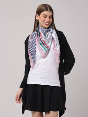 Blue Geometric Printed Scarf