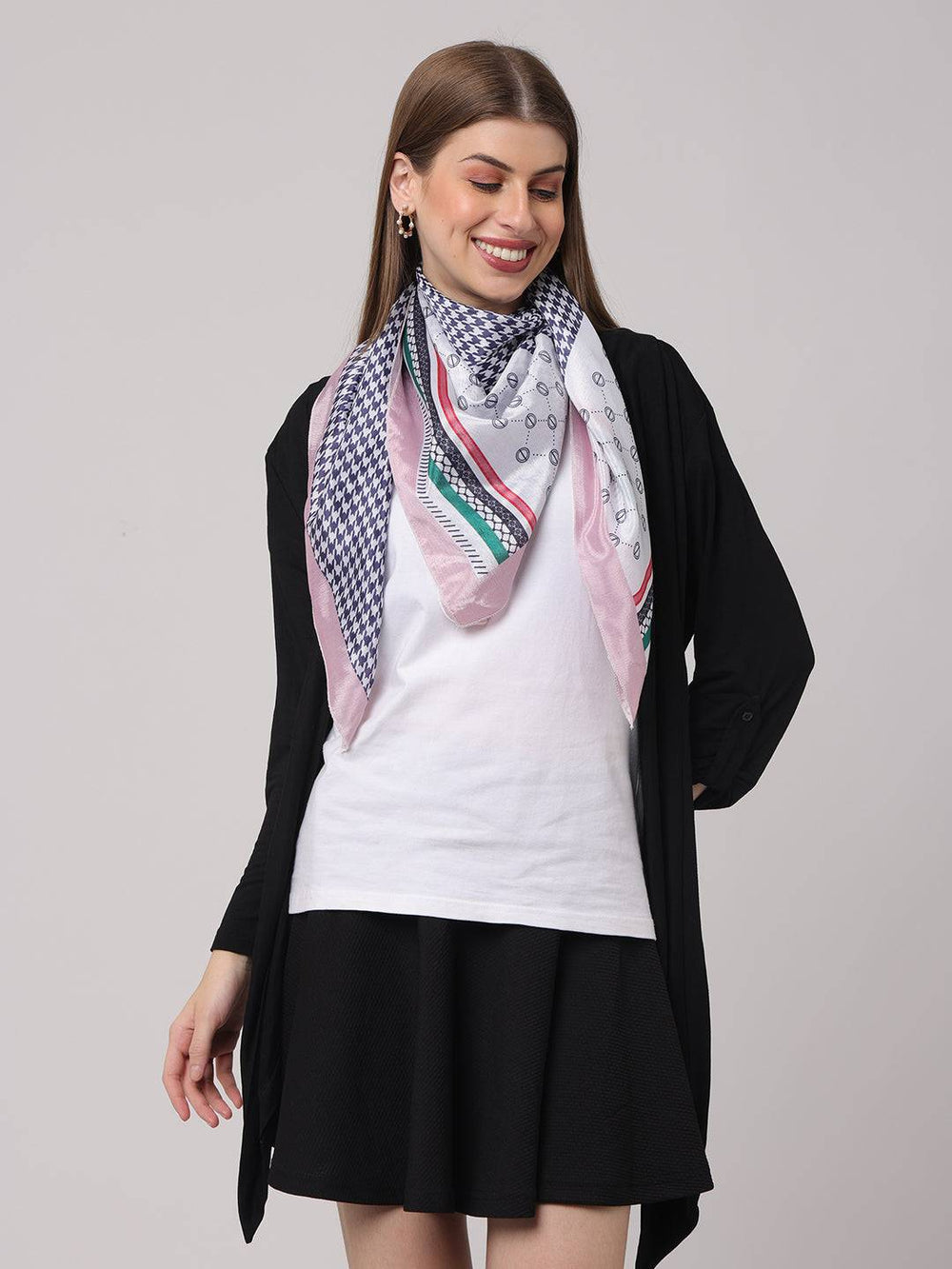 Blue Geometric Printed Scarf