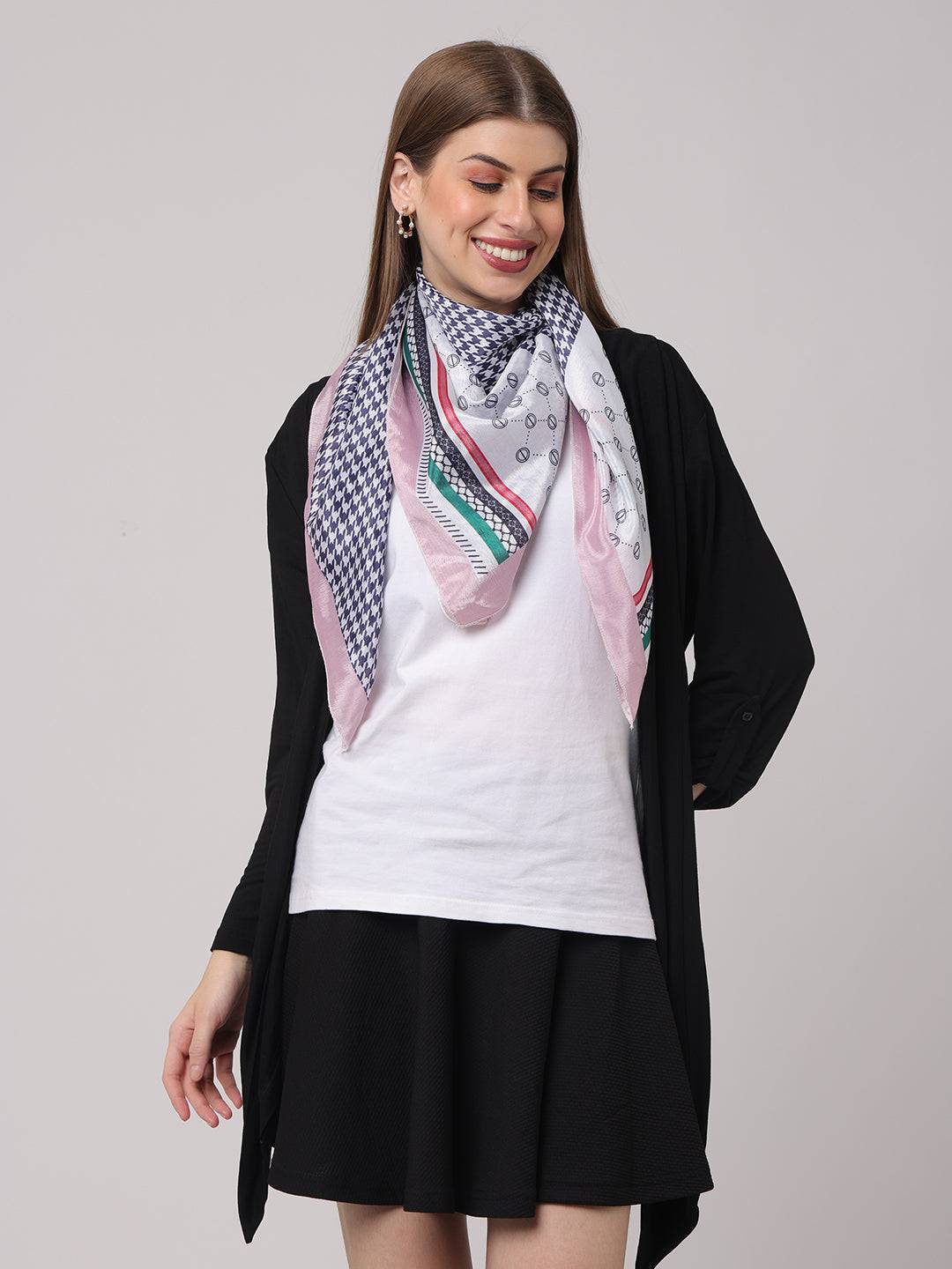 Blue Geometric Printed Scarf