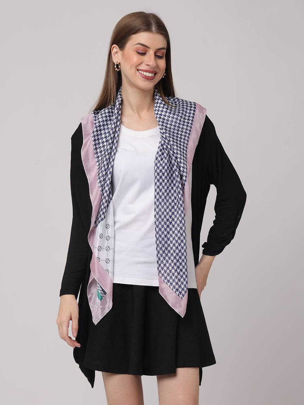 Blue Geometric Printed Scarf