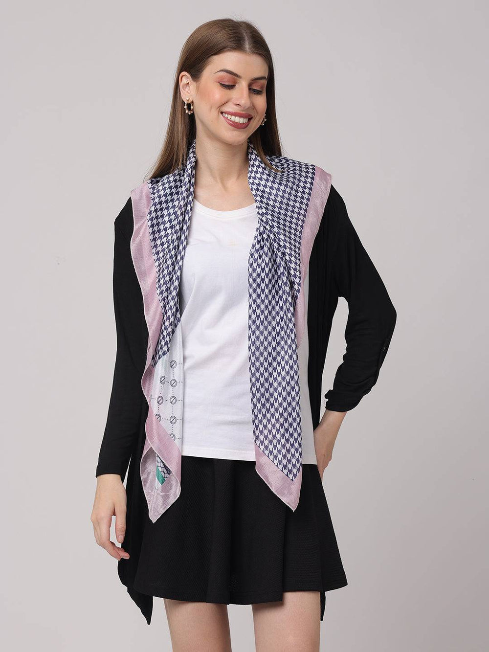 Blue Geometric Printed Scarf