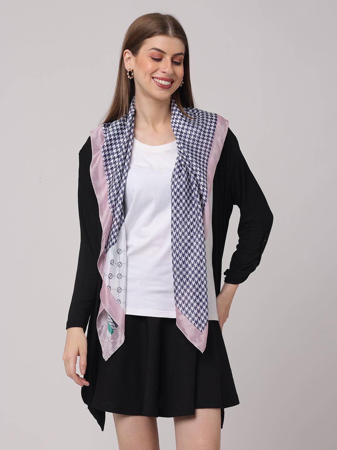Blue Geometric Printed Scarf